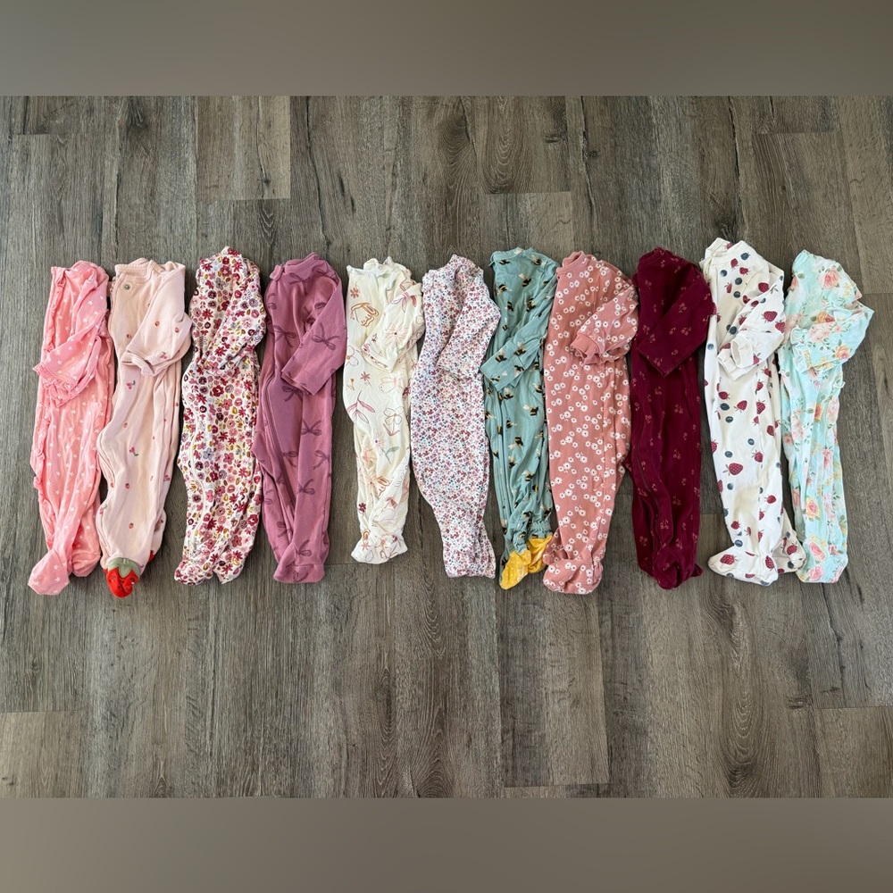 EUC- Baby Girl 6M Pajama lot- Petit Lem, Posh Peanut, Little Me, Carter’s